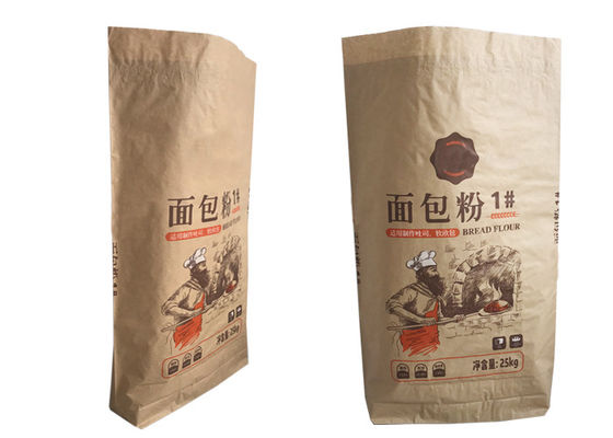 Túi giấy Kraft đa vách 25kg Bảo vệ chống ẩm Túi giấy bao bì cấp thực phẩm
