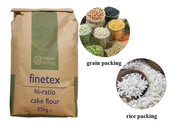 Mở trên cùng phẳng đáy may Túi giấy đa tường 20kg Túi giấy gói 25 Kg