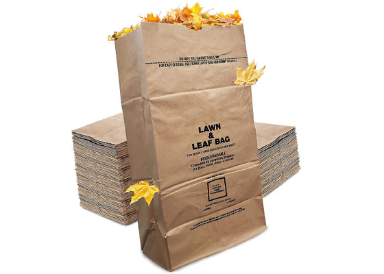 Giấy Kraft hạng nặng Túi giấy Bãi cỏ Màu nâu 30 gallon Bãi rác Lá