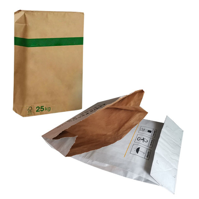 Lớp thực phẩm 3 lớp Van dán Túi giấy nhiều lớp 25kg In Flexo