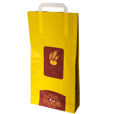 Bột mì OEM Bao bì giấy kraft Túi in tùy chỉnh Tay cầm Gusset bên