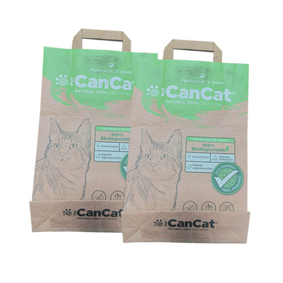 Giấy mỡ Than Cat Litter Túi giấy kraft có thể phân hủy sinh học Hai lớp có tay cầm