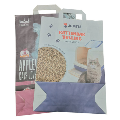Giấy mỡ Than Cat Litter Túi giấy kraft có thể phân hủy sinh học Hai lớp có tay cầm