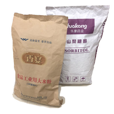 Các túi giấy Kraft nhiều tường màu trắng nâu tùy chỉnh được in cho bao bì bột và hạt công nghiệp