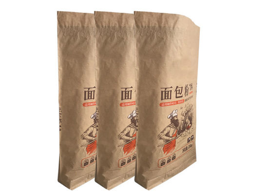 Túi giấy Kraft đa vách 25kg Bảo vệ chống ẩm Túi giấy bao bì cấp thực phẩm