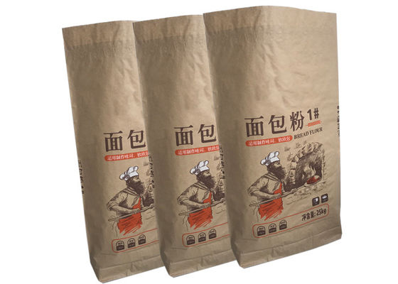 Bao bì bột mì giấy kraft Túi giấy bao bì thực phẩm 25kg