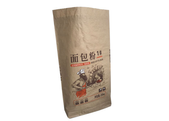 Chấp nhận Túi giấy Kraft nâu 3ply 3ply tùy chỉnh cho bao bì bột ngô