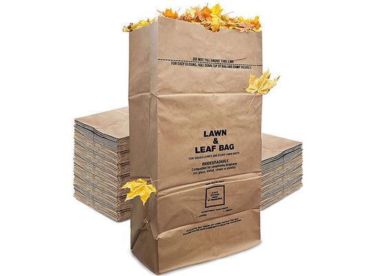 Túi giấy cắt cỏ lớn 4ply Kraft cho bãi cỏ giấy thải bãi và túi rác