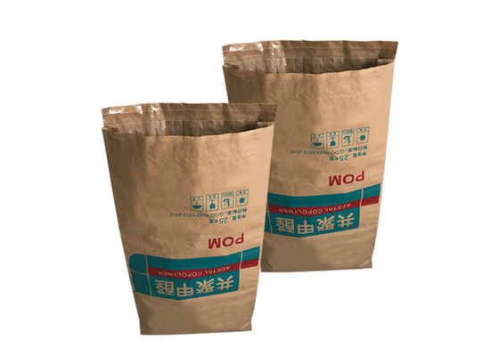 Cơ chế 25kg Túi giấy đa tường Bao đựng giấy Kraft nâu
