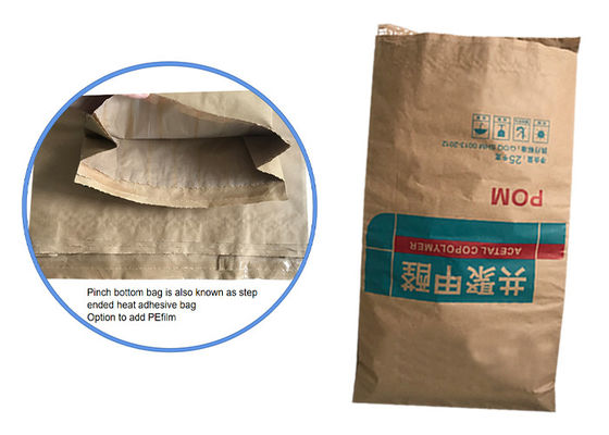 Cơ chế 25kg Túi giấy đa tường Bao đựng giấy Kraft nâu