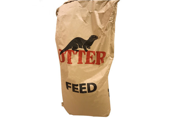 Biểu trưng tùy chỉnh Túi giấy Kraft nhiều vách 25kg để đóng gói Thức ăn cho gia súc Bữa ăn cho cá