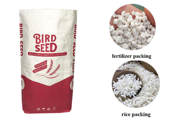 Biểu trưng tùy chỉnh Túi giấy Kraft nhiều vách 25kg để đóng gói Thức ăn cho gia súc Bữa ăn cho cá