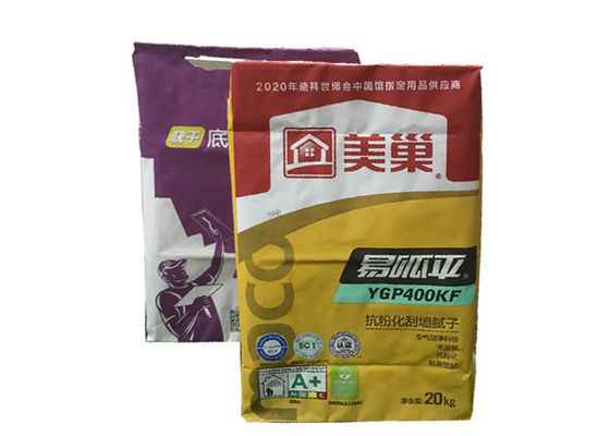 Logo tùy chỉnh 25kg Bao giấy dán tường Nhiều van Kraft Bao bì xi măng 50kg