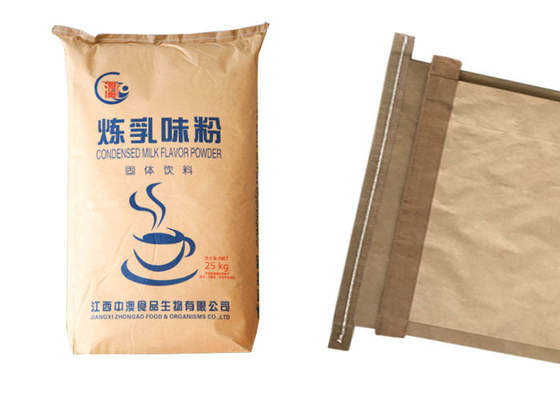 Mở trên cùng phẳng đáy may Túi giấy đa tường 20kg Túi giấy gói 25 Kg