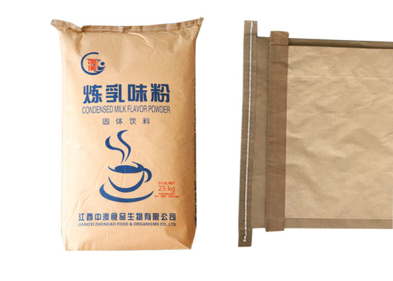 Túi giấy bột mì 25kg Bao đựng có thể mở rộng Giấy thủ công Túi đáy cứng Túi giấy 20kg