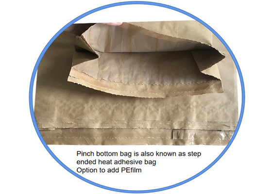 In Túi giấy Kraft tự đóng dấu mạnh mẽ Đa vách mở miệng Pinch phía dưới In Flexo